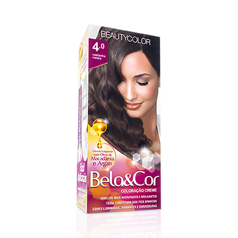 Coloração Creme Bela&Cor 4.0 Castanho Médio