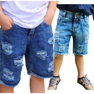 Bermuda Jeans Infantil Destroyed Rasgada | Moda Confortável para Meninos em Oferta na Shopee