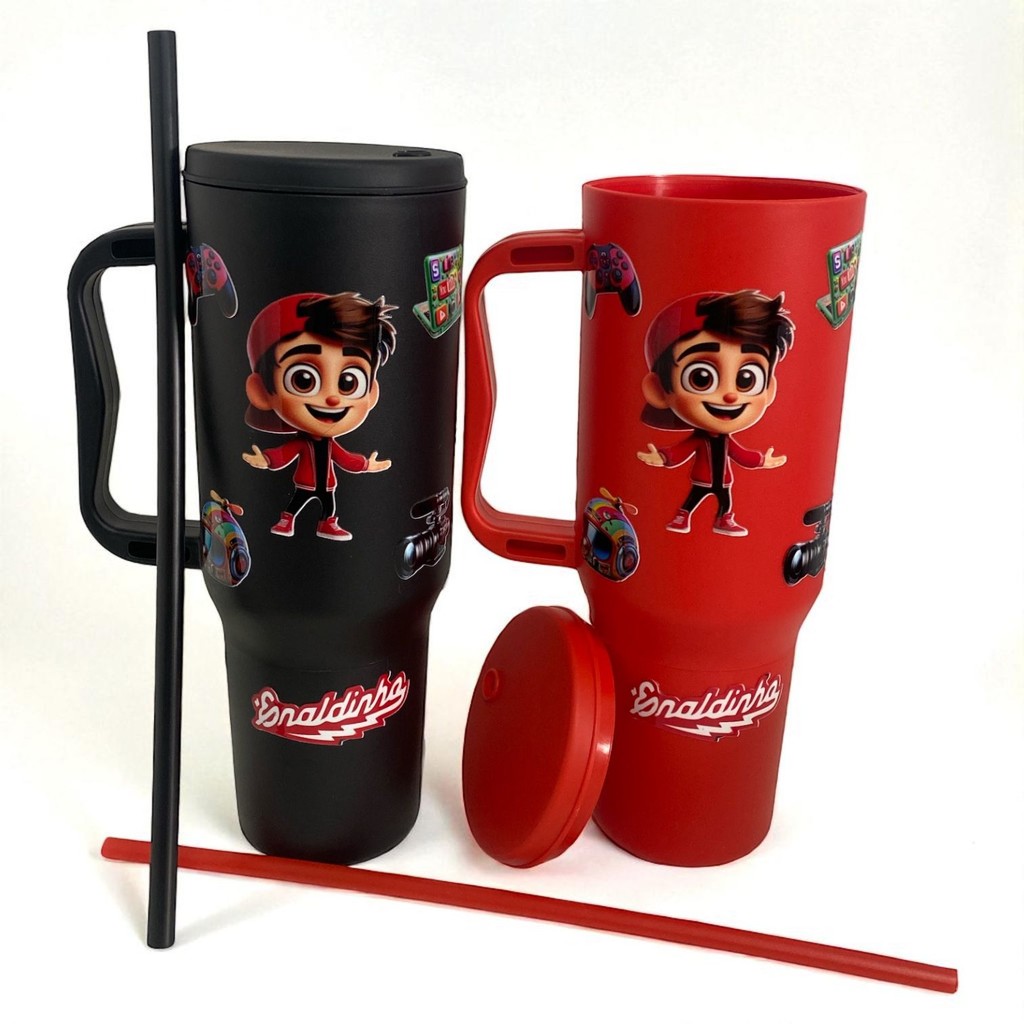 Copo com Canudo do Enaldinho 1200ml Em Policarbonato Personalizado + Brinde Envio Rápido !