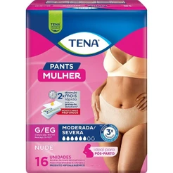 Calcinha Descartável Roupa Íntima Tena Pants Mulher Nude G/EG 16 Unidades