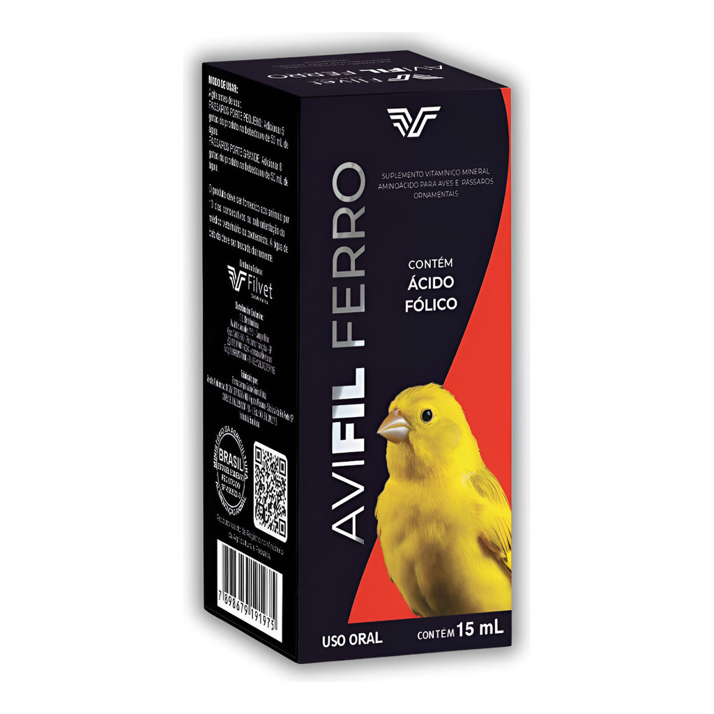 Ferro Oral para Passaros - Avifil Ferro - Acido Folico | Tônico Vitaminado para pássaros