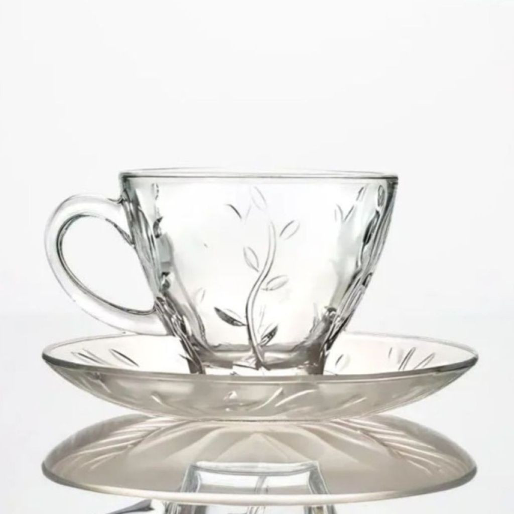 Jogo de 12 peças 6 Xícaras para Café Chá com 6 Pires Lily 200/110ml Caneca de Café Vintage Expresso Promoção