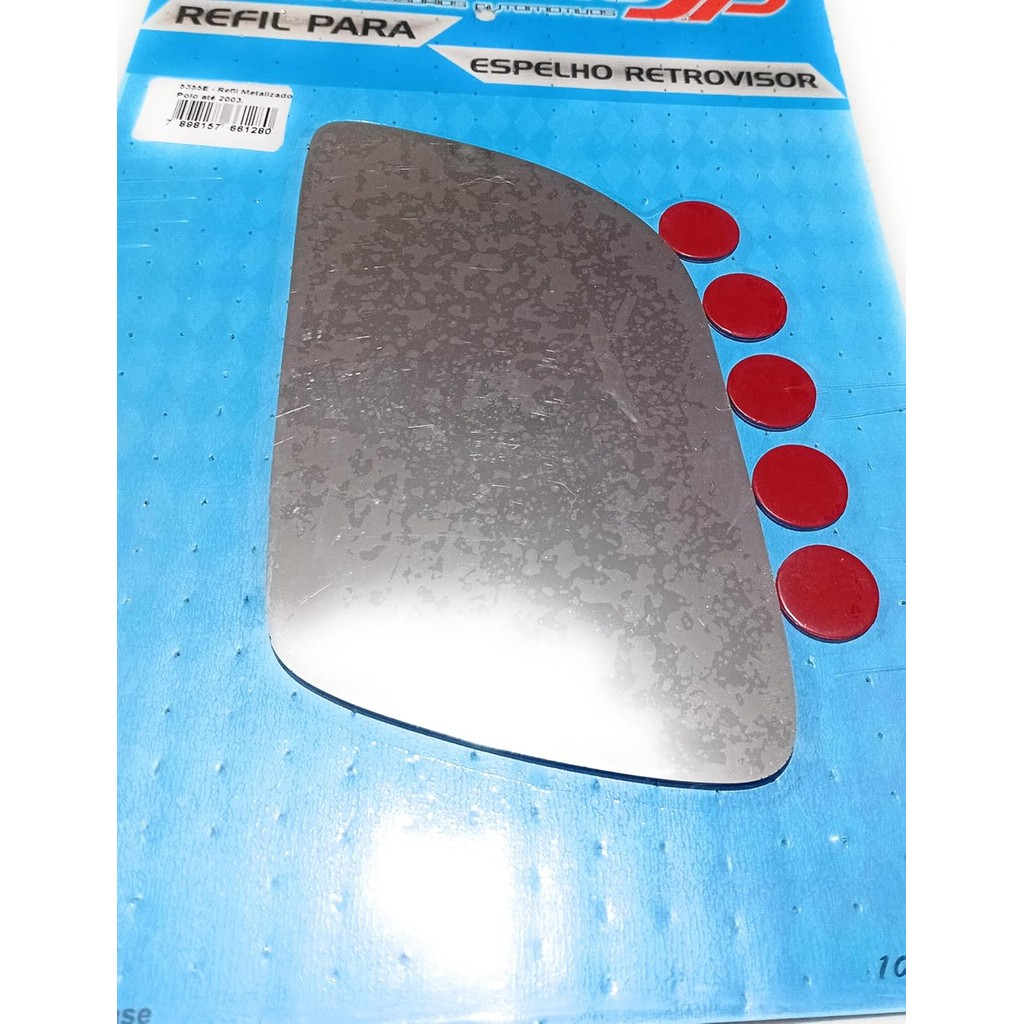 Lente Vidro Retrovisor Metalizado Compatível Polo Hatch e Sedan 2003-2009 sem Base Plano