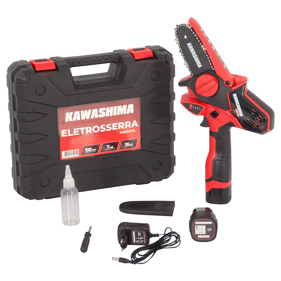 Cortador de Galhos 4" com 2 Baterias 14.4V 1.5Ah, Carregador de Bateria e Maleta Plástica Kawashima HSP-100