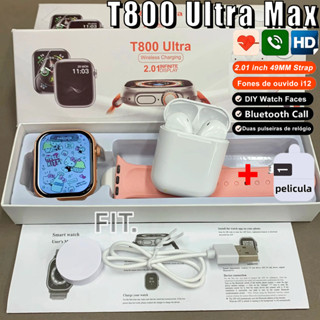 【Fones de ouvido i12 grátis】2025 T800 Ultra SmartWatch 1 : 1 Tela Original Polegadas Série 11 Bluetooth À Prova D'água em Oferta na Shopee