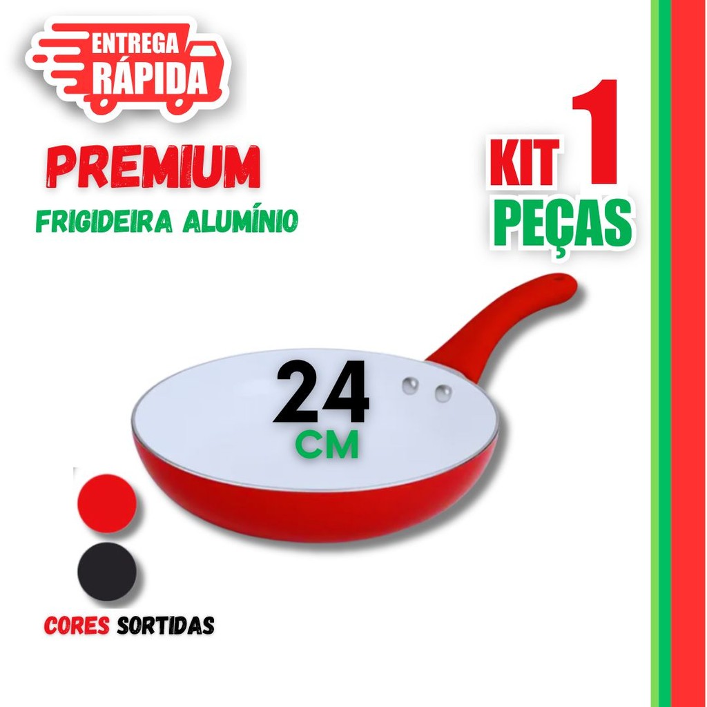 01 Un - Frigideiras Antiaderente De Cerâmica Fácil de Limpar Cabo De Silicone 24CM Utilidades