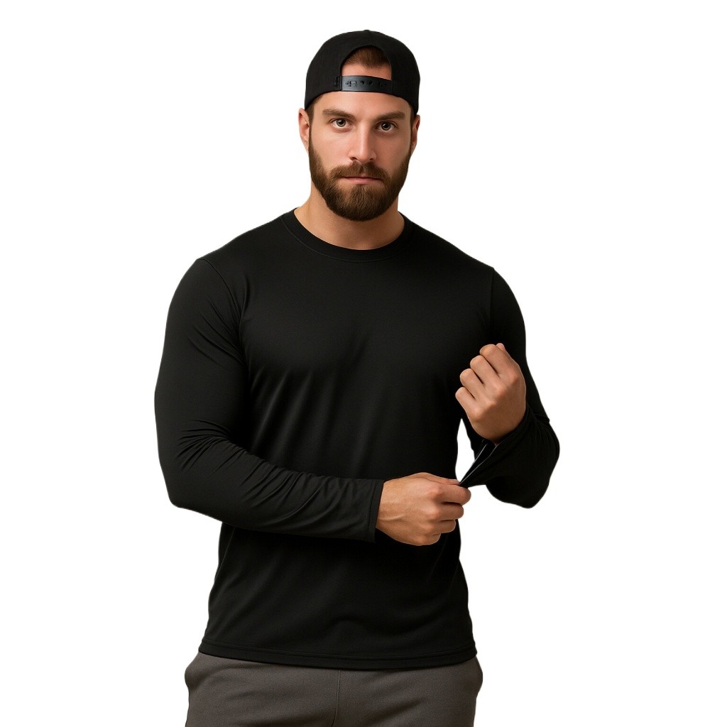 Camisa Manga Longa Masculina UV 50+ Segunda Pele Esportiva Dry Fit  Academia Térmica Premium