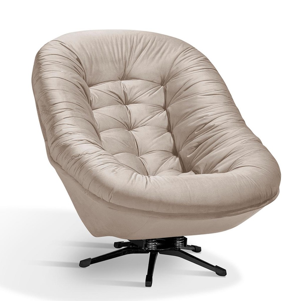 Poltrona Ibiza Sala Conforto em Veludo e Pés Giratórios em Oferta na Shopee