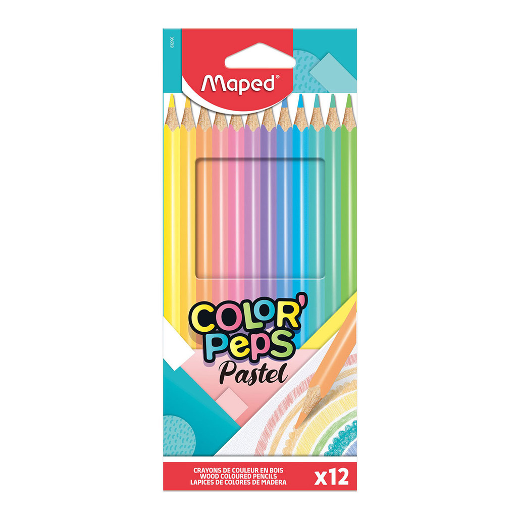 Lápis de cor Color'Peps Pastel 12 cores 832090ZV Maped em Oferta na Shopee