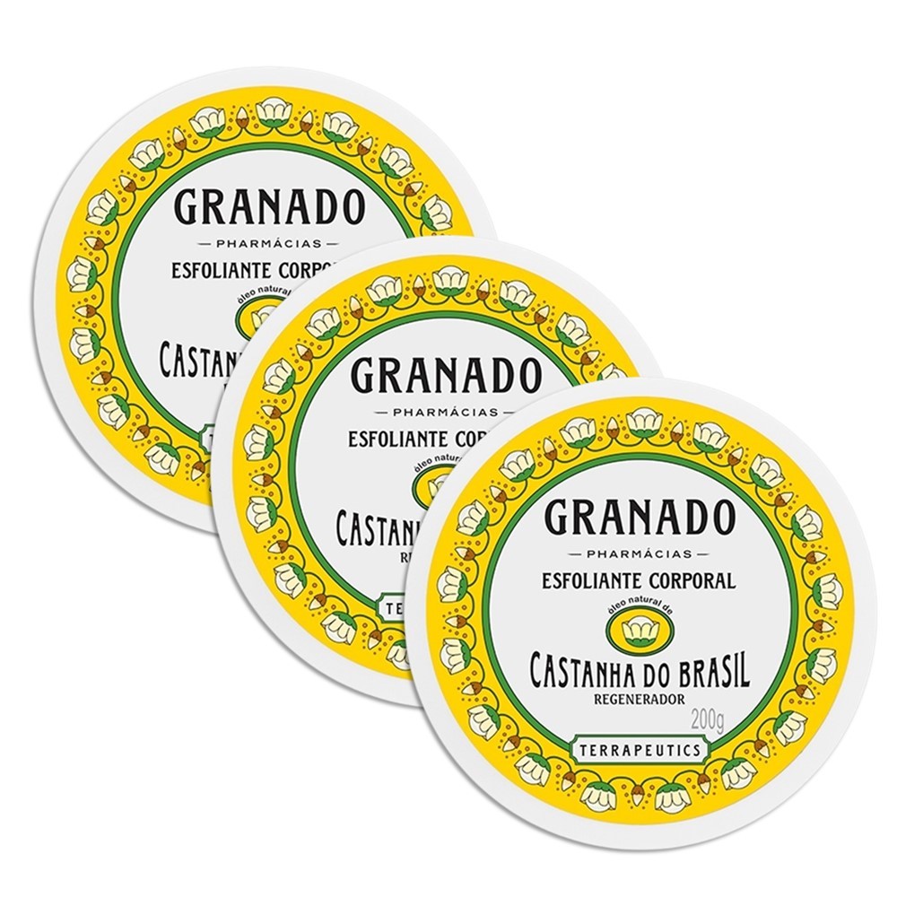 Kit 3 Creme Esfoliante Corporal Castanha do Brasil Granado Terrapeutics 200g