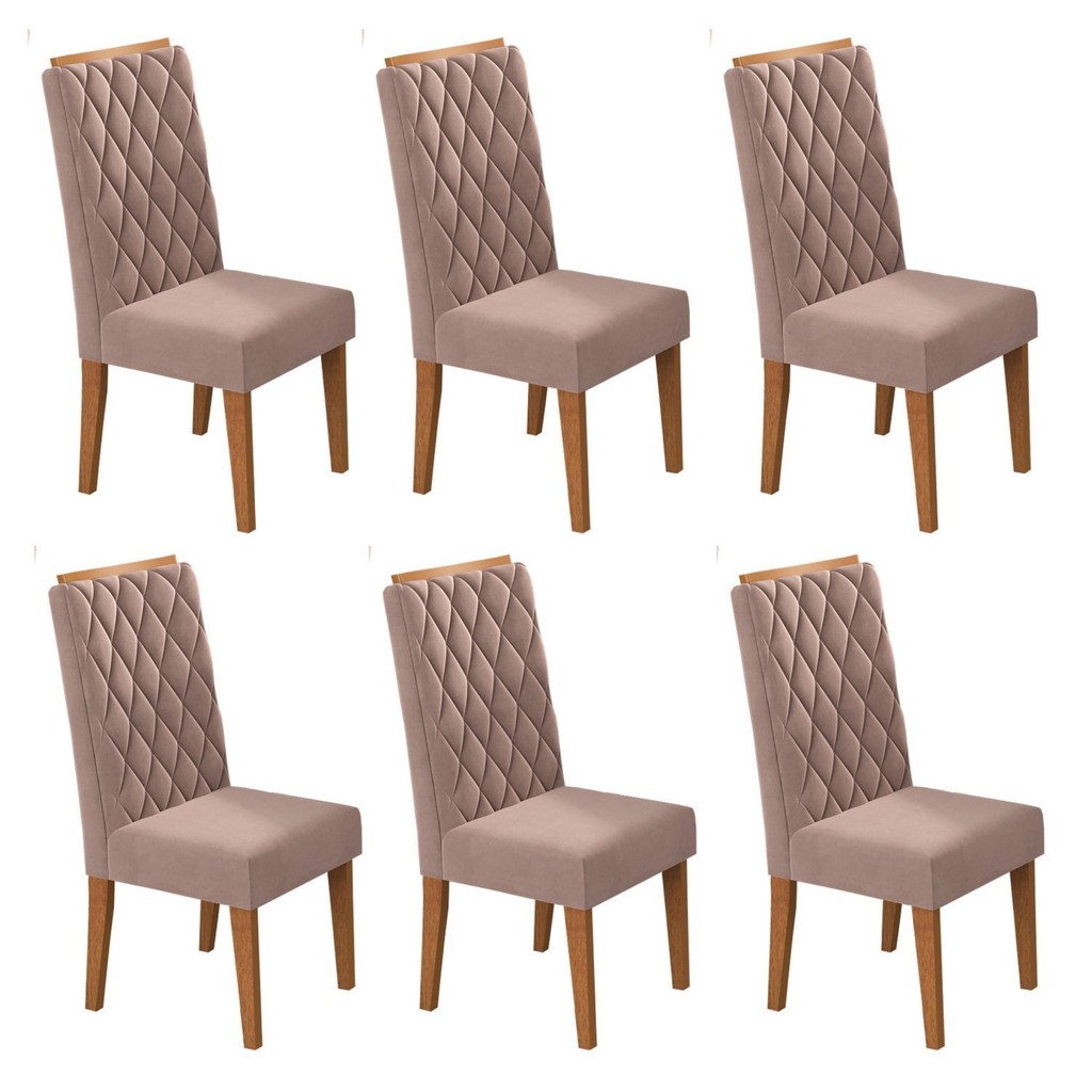 Kit com 6 Cadeiras para Sala de Jantar Mdp/mdf Dyniz Rosa em Oferta na Shopee