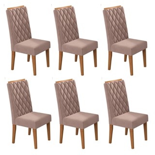 Kit com 6 Cadeiras para Sala de Jantar Mdp/mdf Dyniz Rosa em Oferta na Shopee