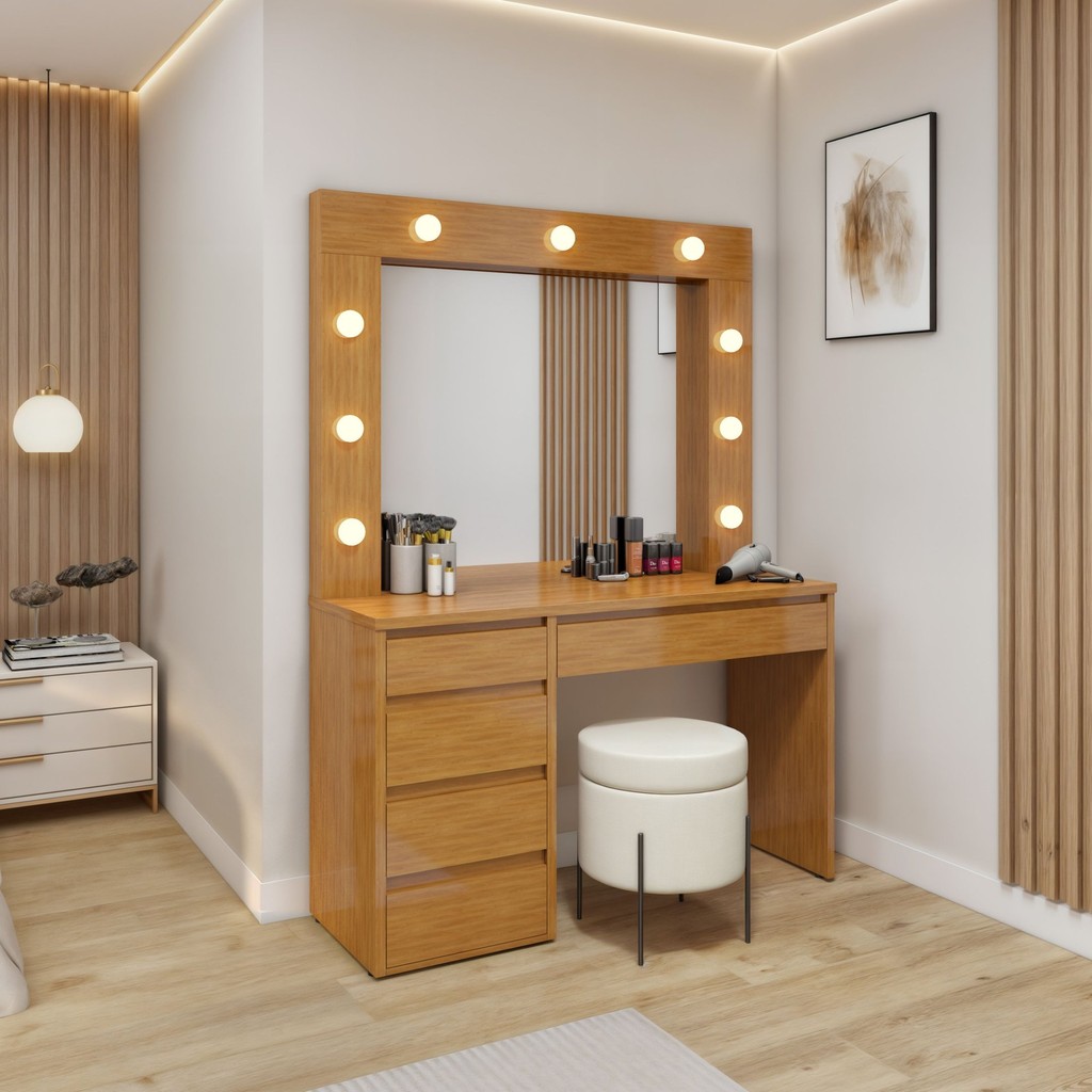 Penteadeira Camarim  100% MDF 184 X 136cm Anne Naturalle em Oferta na Shopee