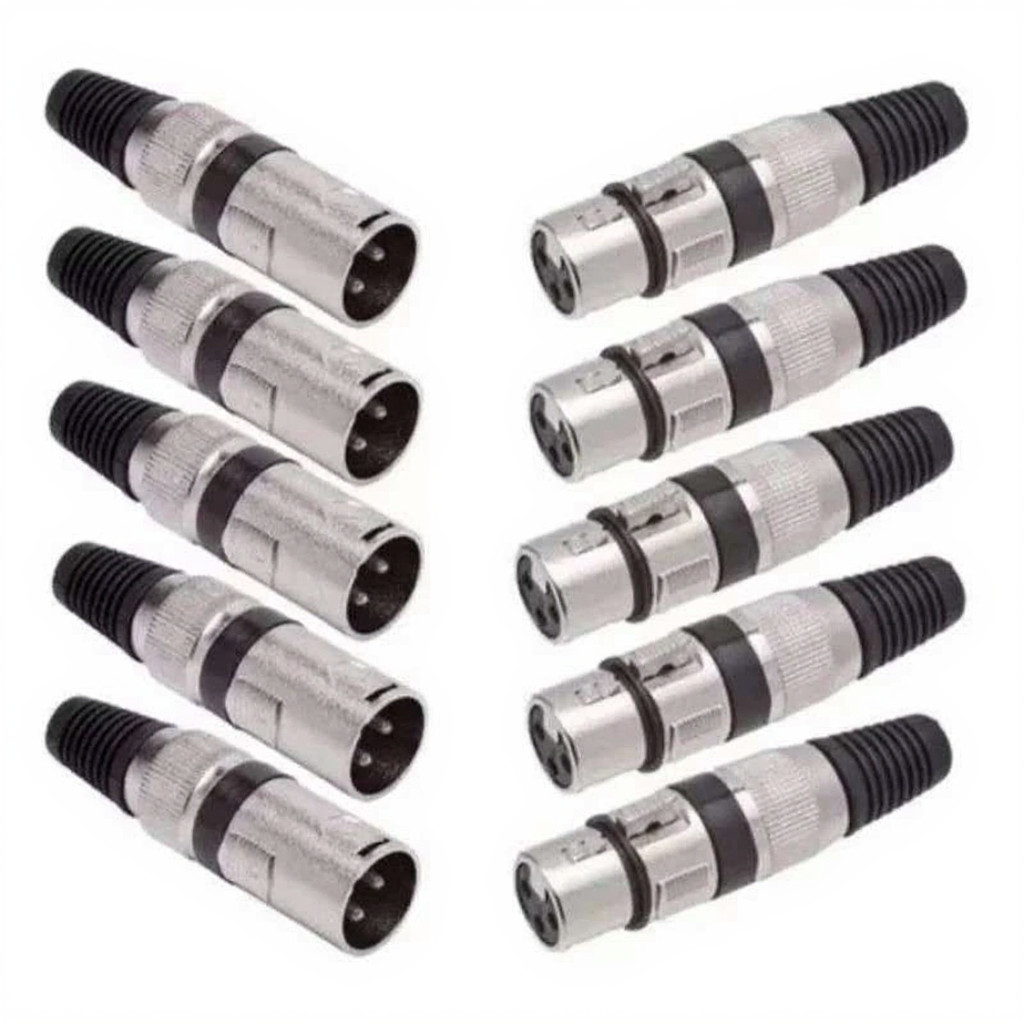 kit 10 Plugs Conector Xlr Canon Macho/Fêmea Microfone DMX