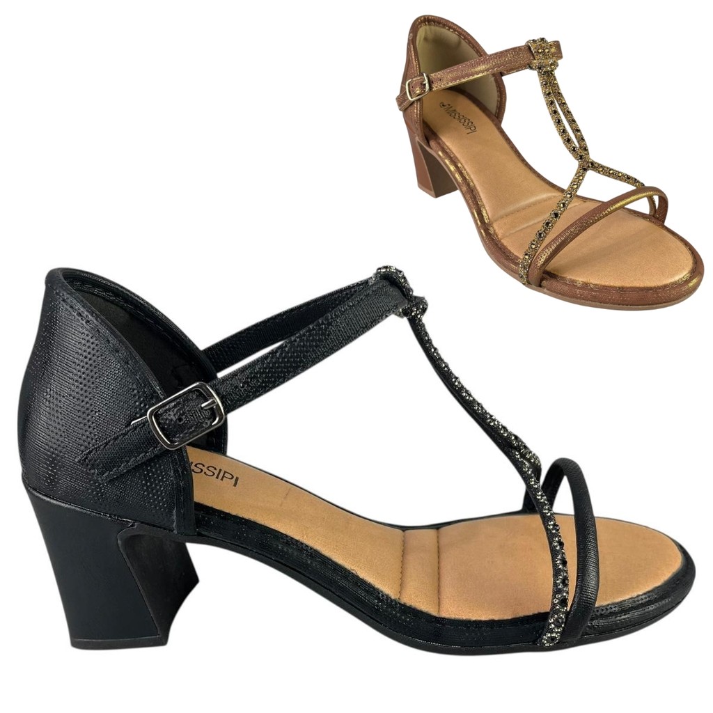 Sandália Feminina Mississipi Salto Bloco com Tira Ajustável Confortável e Elegante em Oferta na Shopee