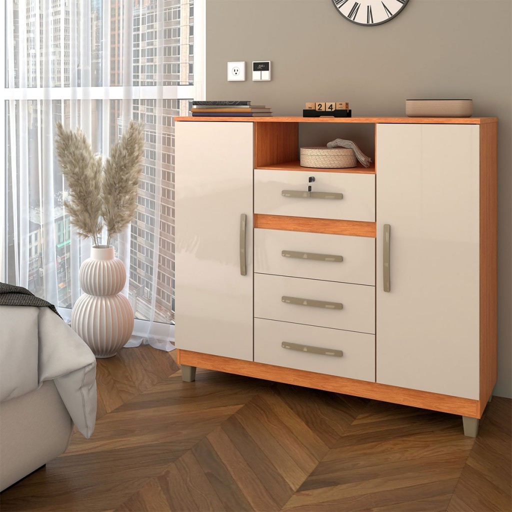 Cômoda Reducio 2 Portas 4 Gavetas - Panorama Móveis em Oferta na Shopee