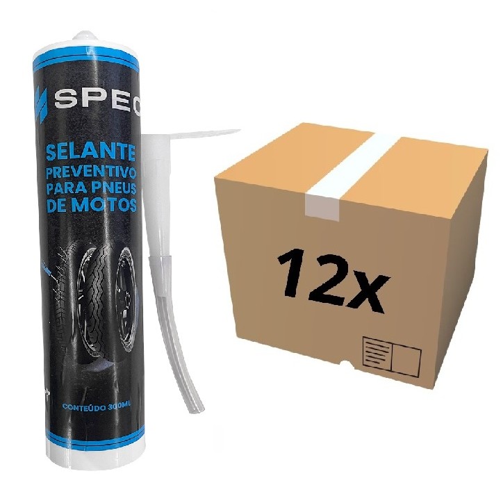 SELANTE GEL VEDANTE FURO REPARO PNEU COM E SEM CAMARA MOTO 300ML SPEC CAIXA FECHADA BICO GRÁTIS ATACADO KIT COM 12