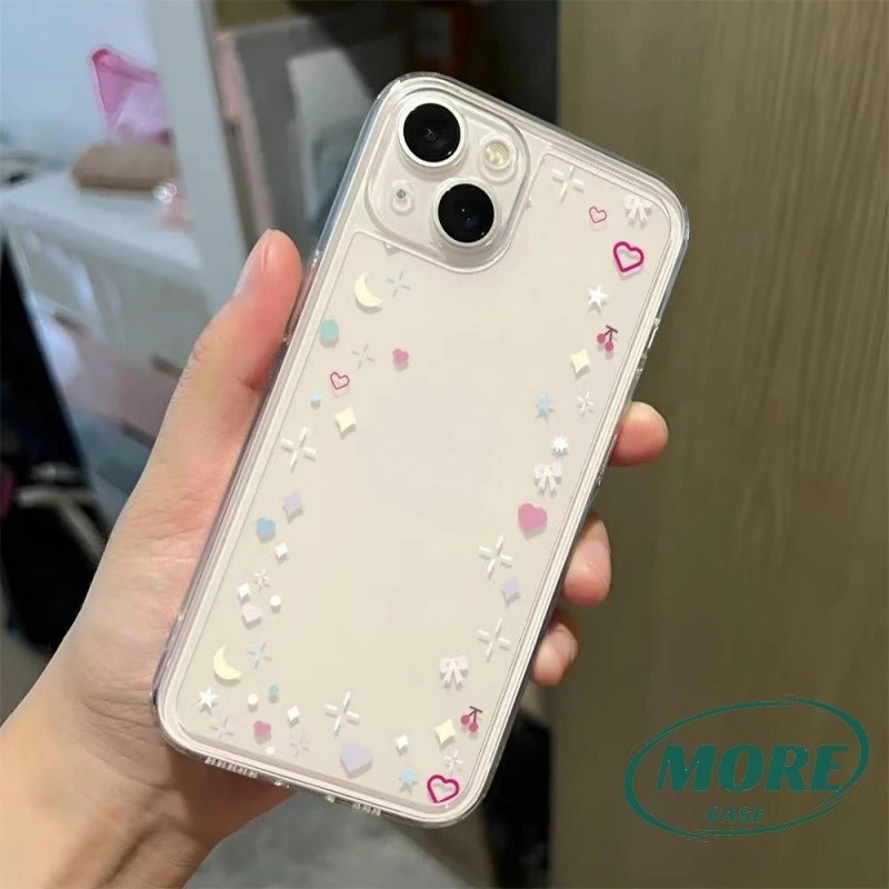 Capinha Capa Material transparente TPU estrelas e lua Motorola Moto G04 G7 G15 G