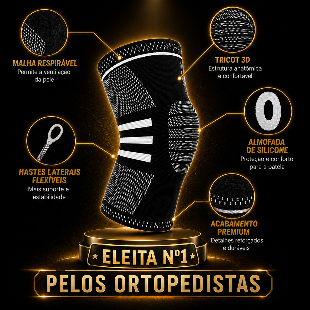 Joelheira de Compressão Ortopédica Flexível 3D LegFix Premium Original Promoção Estabiliza Exercícios e Alivia Dores