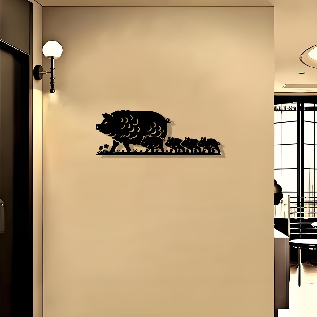 CIFbuy Rústico Porco Família Metal Arte De Parede Fazenda Animal Jardim Cerca Decoração Escultura De Presente De Ação De