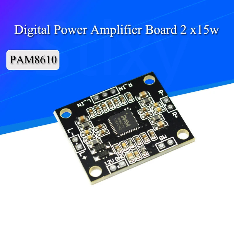 Placa Amplificadora De Potência Digital PAM8610 2 x15w Estéreo De Canal Duplo Mini Classe D H