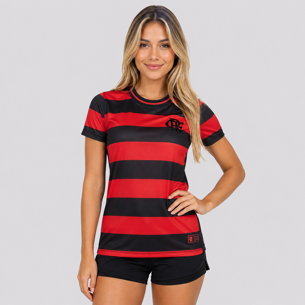 Camisa Flamengo Baby Look Rubro Negro Feminina Vermelha