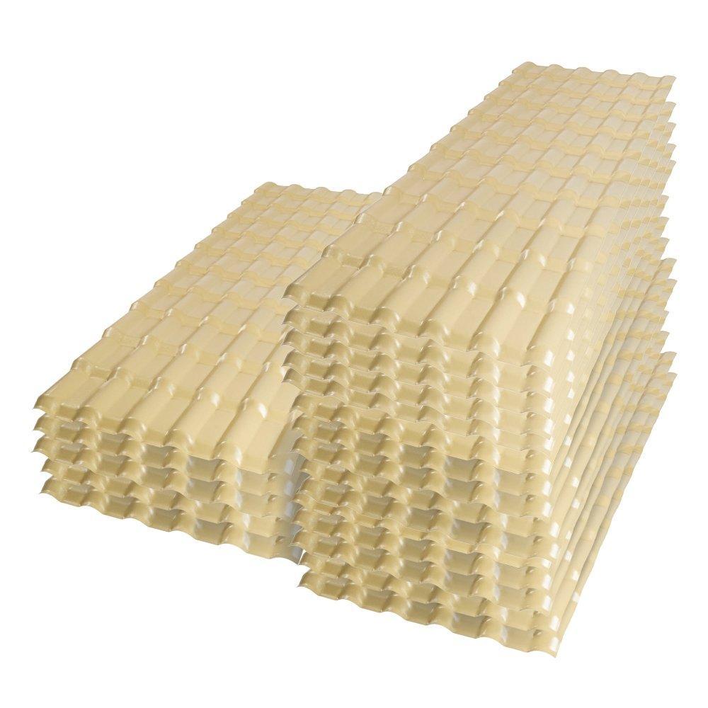 Kit com 20 Telhas PVC Plan Afort Marfim 2,42x0,88m 6 Ondas