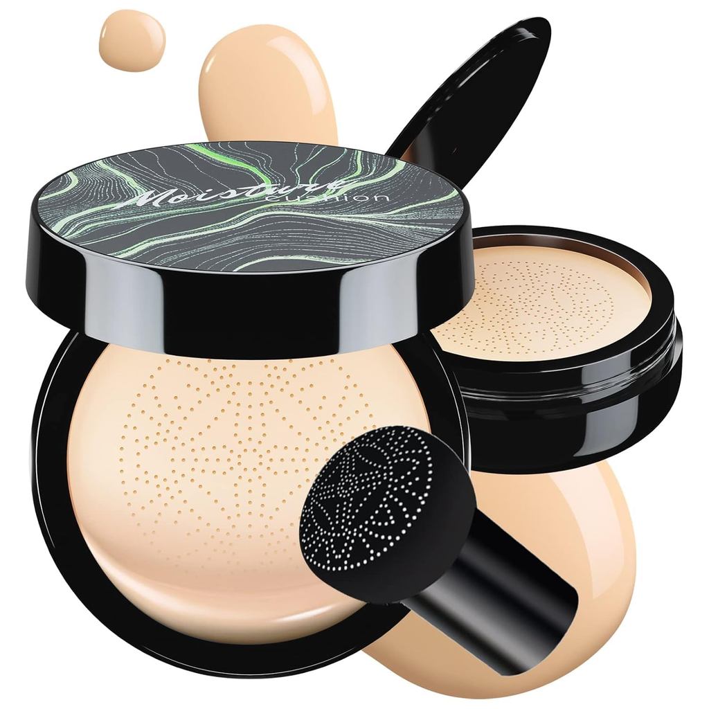CC Cream com Aplicador em Forma de Cogumelo - BB Cream para Cobrir Tatuagens, Base de Maquiagem Hidratante, Corretivo de