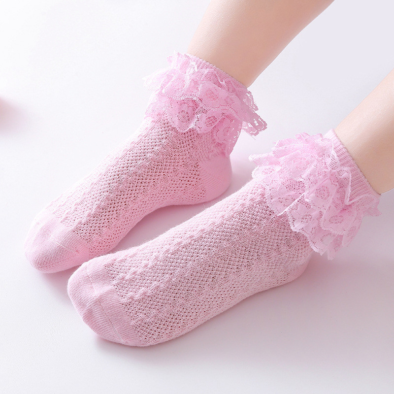 5 Pares 0-5 Anos Meninas Meias Coisas Menina Babados Quente Rendas Tutu Infantis Recém-Nascidos Da Criança Sólido Algodã