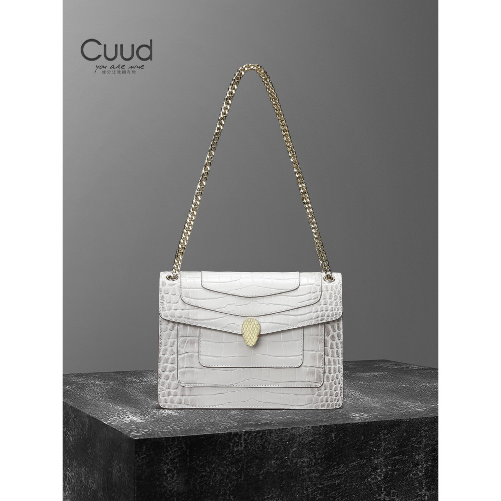 [Contador de luxo leve] bolsa feminina de couro genuíno mãe cobra cabeça saco do Himalaia luz luxo bolsa feminina textur