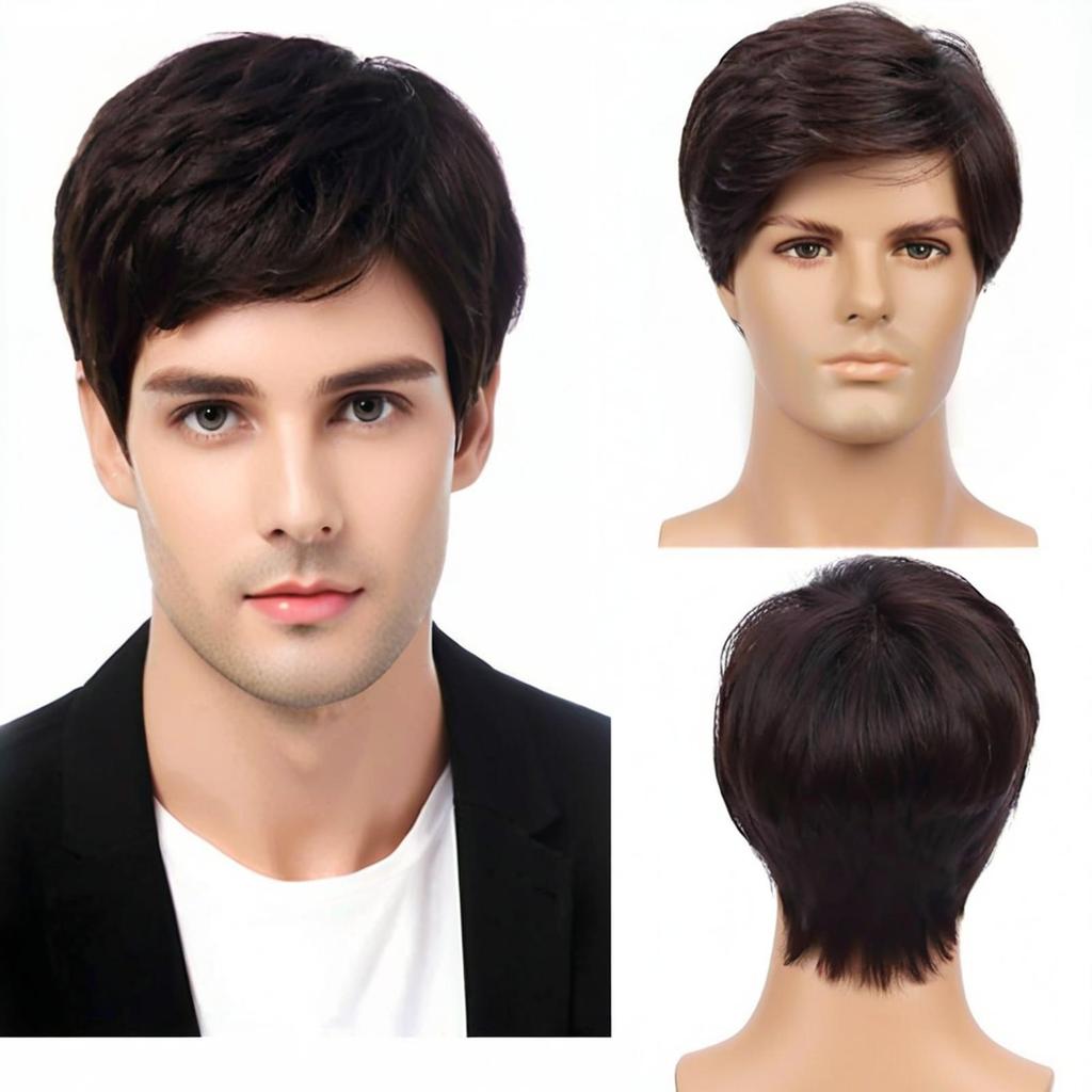 Franja meninos todos os primeiros perucas de cabelo vendem fibra química rápido masculino Cross-Border cabelo quebrado c