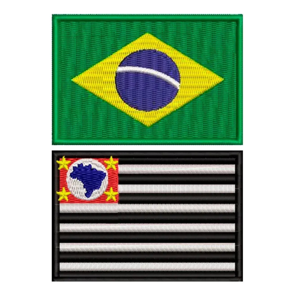 Patch Termocolante Kit Bandeira Brasil E São Paulo- Cor