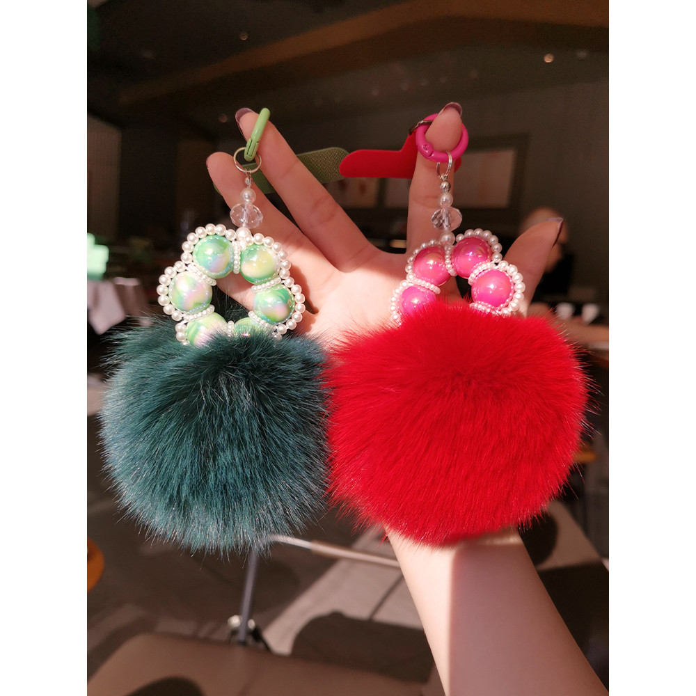 Cordão para celular bola de pele frisado macio pingente macio pelúcia confortável moda feminina pingente bolsa capa de t