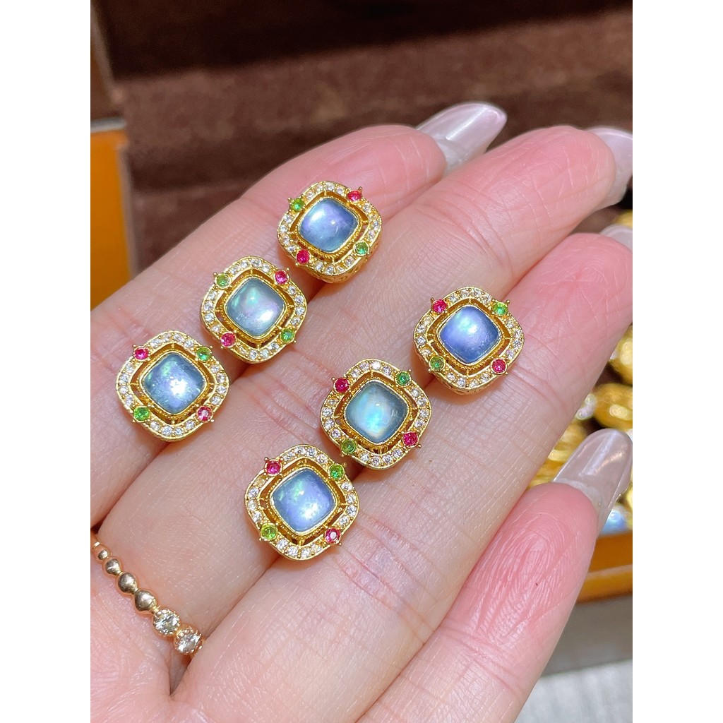 Aquamarine caixa mágica cobre banhado a ouro acessórios pulseira colar artesanal diy acessórios pingente jóias moda C684