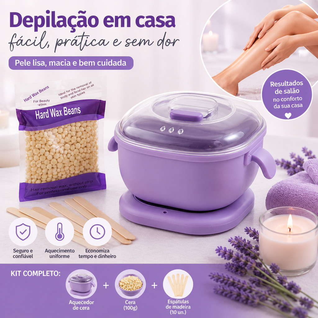 Aquecedor de Cera Dobrável Silicone Bivolt Rosa e Roxo