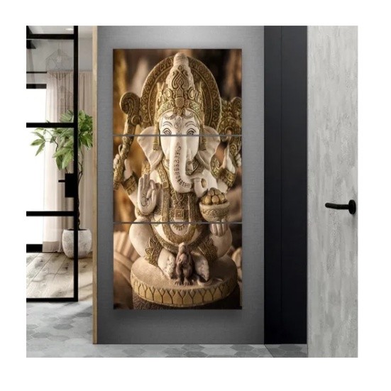 Quadro Decorativo Sala Quarto Elefante Ganesha Papel de Parede 180 x 70Cm Magnus 1916