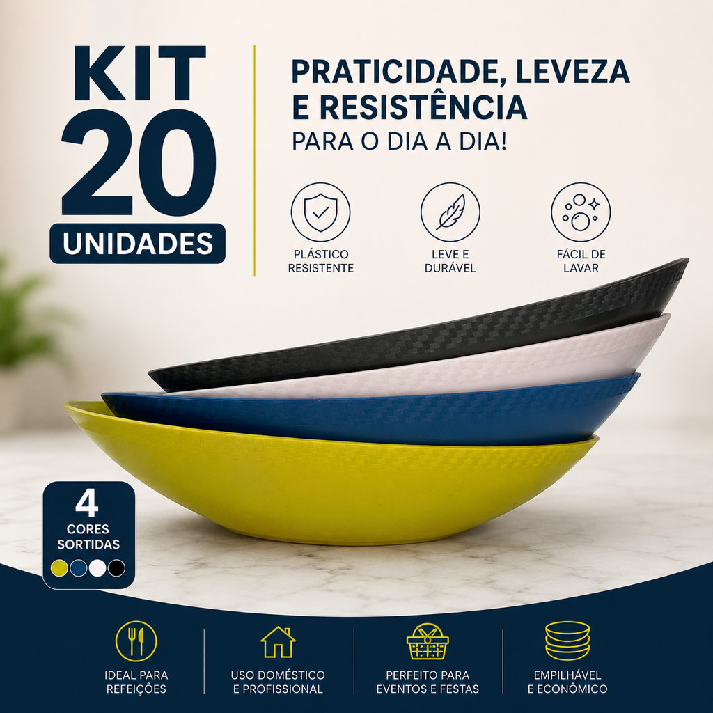 Kit 20 Barca Canoa Petisqueira Plástica 300ml - Lanchonete