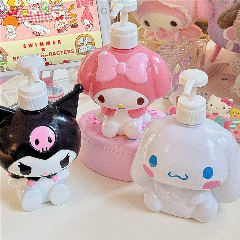 Kawaii Sanrios Canela Kuromi Minha Bomba de Viagem Melody Frasco de Shampoo Loção Gel de Banho Saboneteira Presente