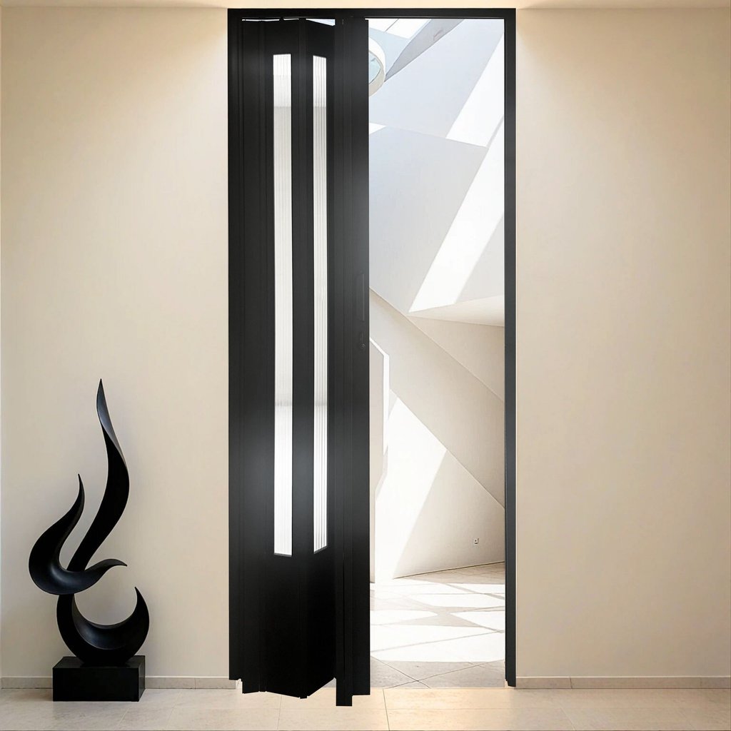 Porta Sanfonada de PVC Translucido 210cm x 96cm Plastporta Bcf Preto Preto