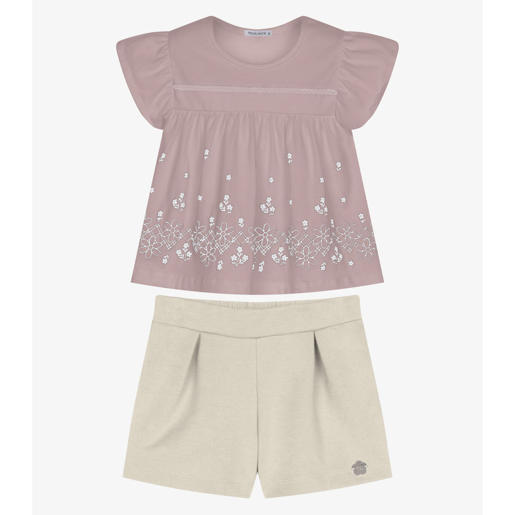 Conjunto Infantil Bata Com Short Trick Nick Rosa