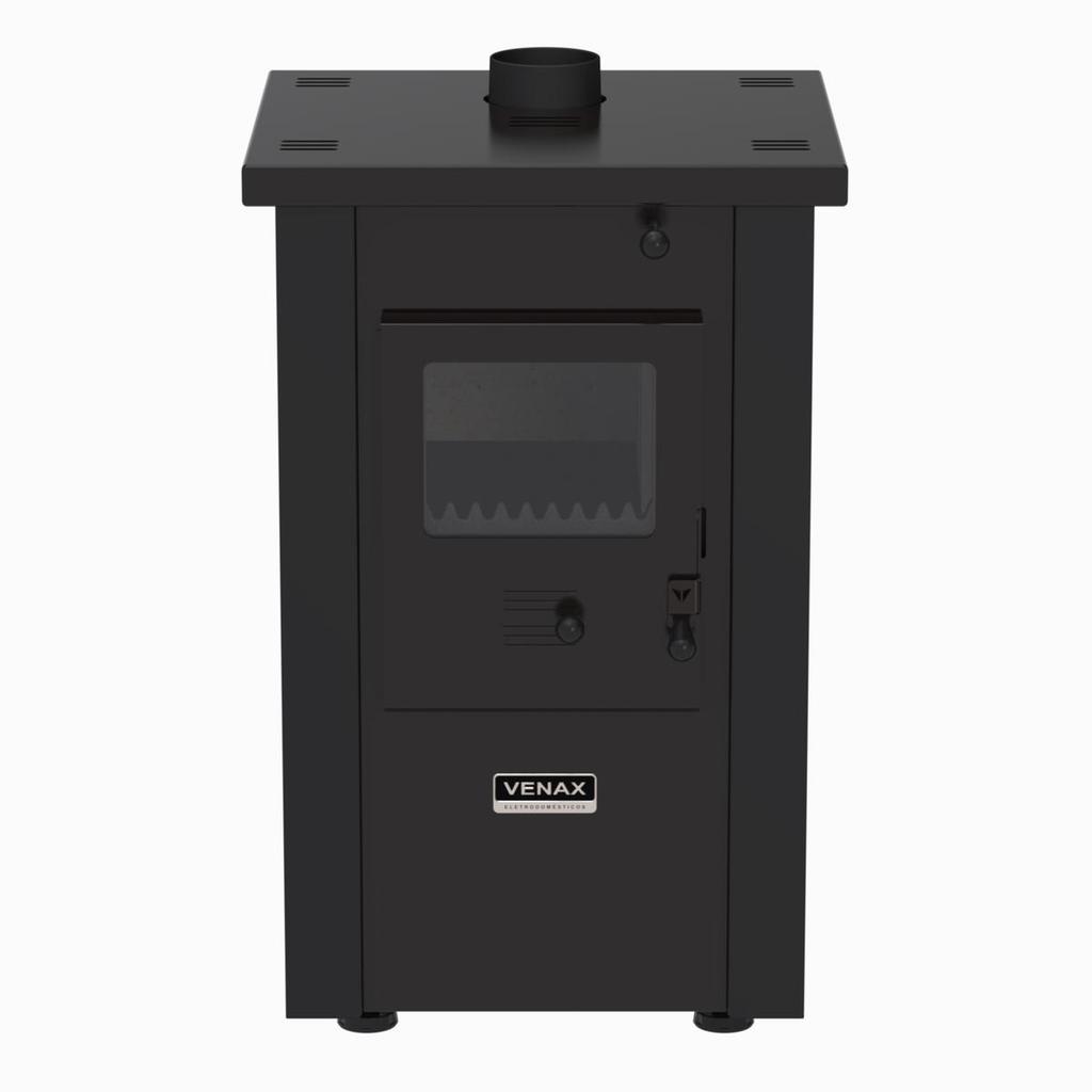 Calefator a Lenha Vulcano Dupla combustao Preto Fosco