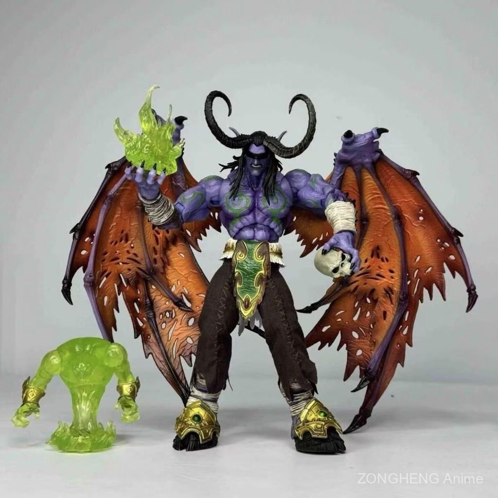 [Em Estoque] Figura do Caçador de Demônios Illidan de World of Warcraft [Edição Limitada] Estátua Articulada com Luz do