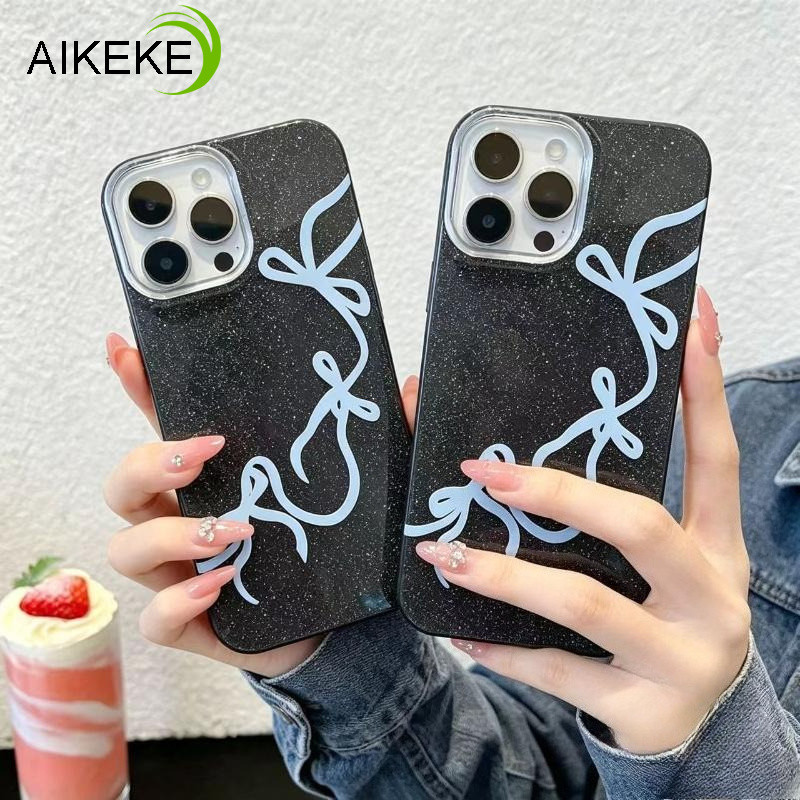 Capa De Telefone Luxuosa Com Laço De Fita E Glitter Para Samsung Galaxy A17 A07 A30 A20 A26 A25 A24 A23 A22 A21 A21S A20