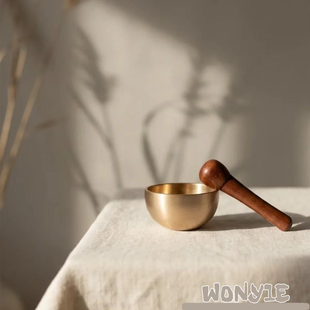 WONY1E Mini Tigela De Canto De Latão , Som De Meditação De Cobre Com Design De Terapia Manual , Harmonioso De Sândalo
