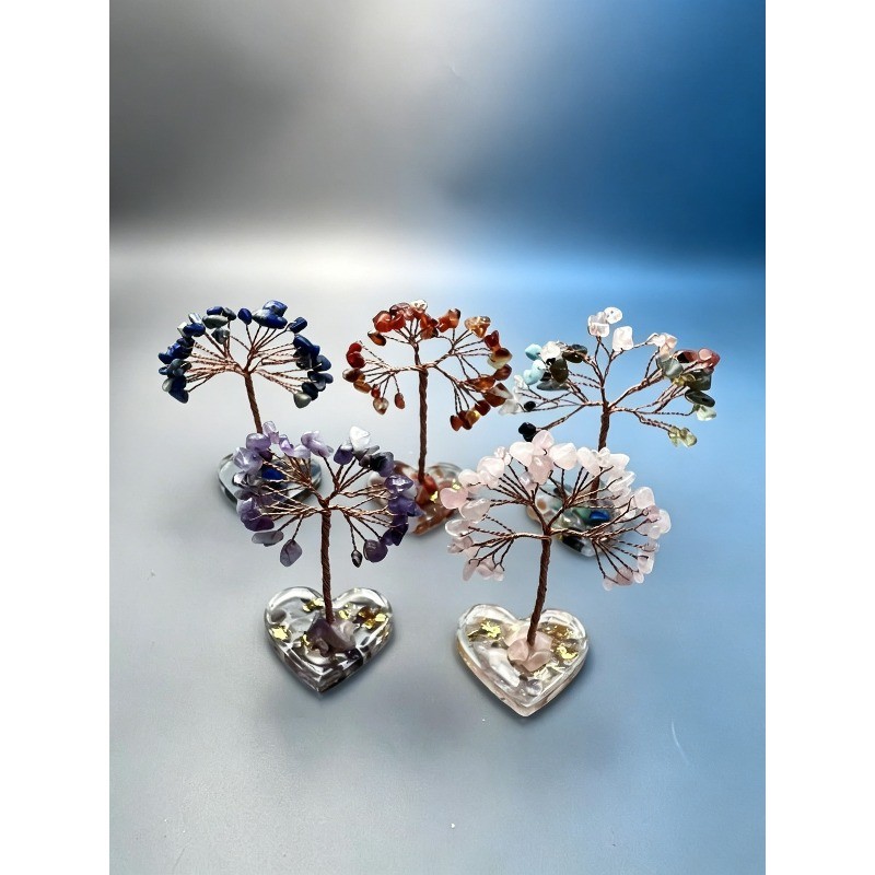1 peça de cristal Natural fortuna árvore amor coração resina incrustada Base de cascalho dinheiro decorativo decoração p