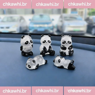 5 Pçs 3D Mini Brilhando No Escuro Panda Ornamentos De Carro DIY Resina Artesanal Estatuetas Luminosas Micro Paisagem Dec