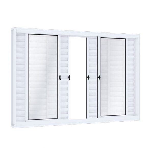 Janela de Aço Veneziana de Correr 120x150cm 6 Folhas com Vidro Riobras Branco 120cm x 150cm