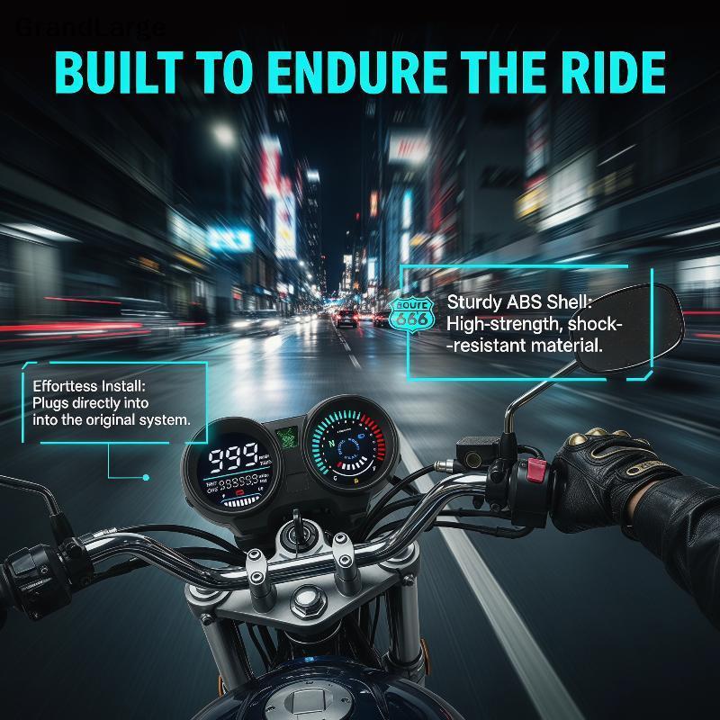 [GrandLarge] Velocímetro De Motocicleta LED Painel Digital RPM Velocidade Medidor De Voltagem De Nível De Combustível Pa