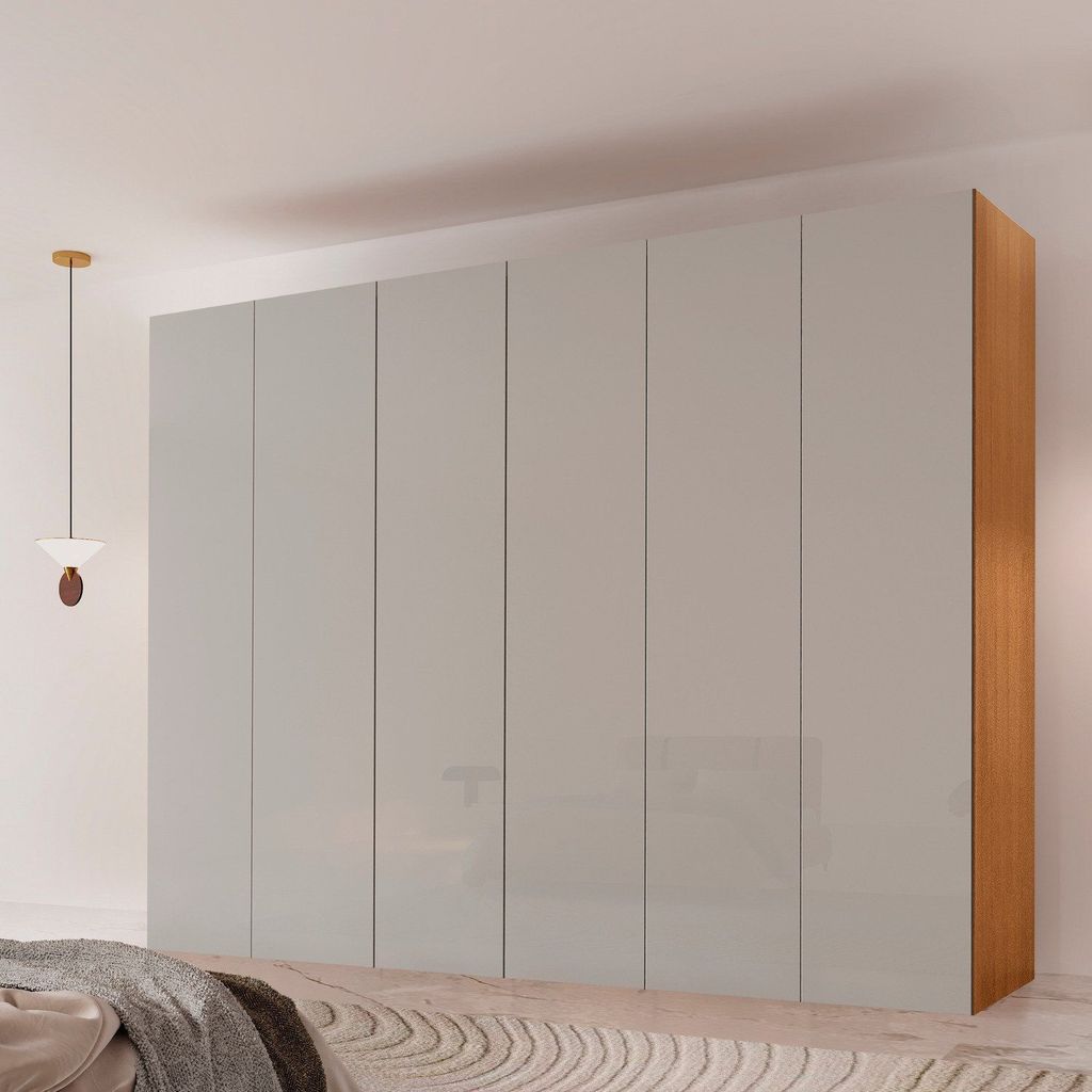 Guarda-Roupa Casal 100% MDF 6 Portas e 6 Gavetas Vision Marrom/Marromle/Off White Naturalle/Off White