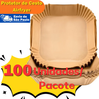 100 Pecas Papel Para Airfryer 16cm 20cm Antiaderente 230°C Sem Fluorescente Multiuso Descartável